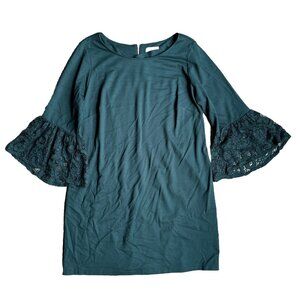 Nanette Dress Womens 20 Lace Bell Sleeves Stretch Green Fairycore Sheer‎